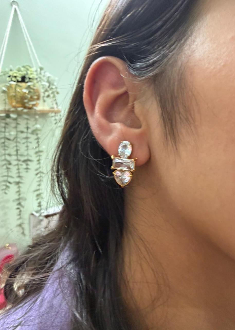Three Gems Anti-Tarnish Earrings