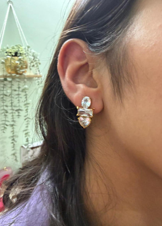 Three Gems Anti-Tarnish Earrings