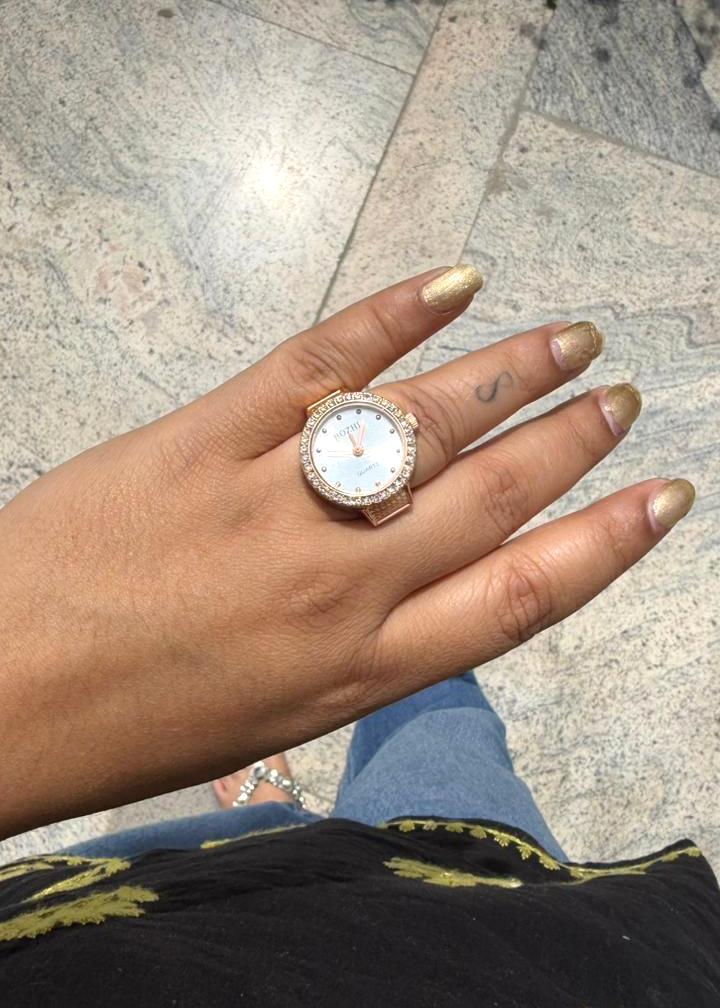 Ring’O’Clock Studded Dial Watchring-RoseGold