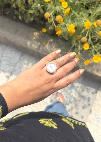 Ring’O’Clock Studded Dial Watchring-RoseGold