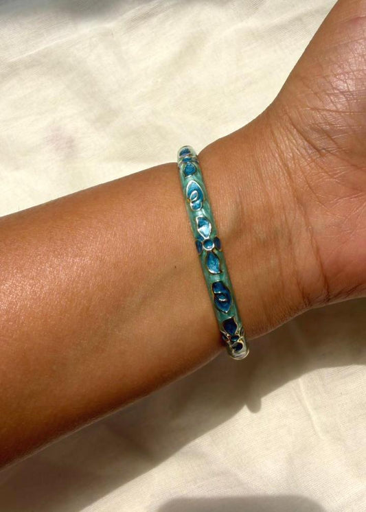 Blue mosaic Sleek Enamel Bangles-Single Piece