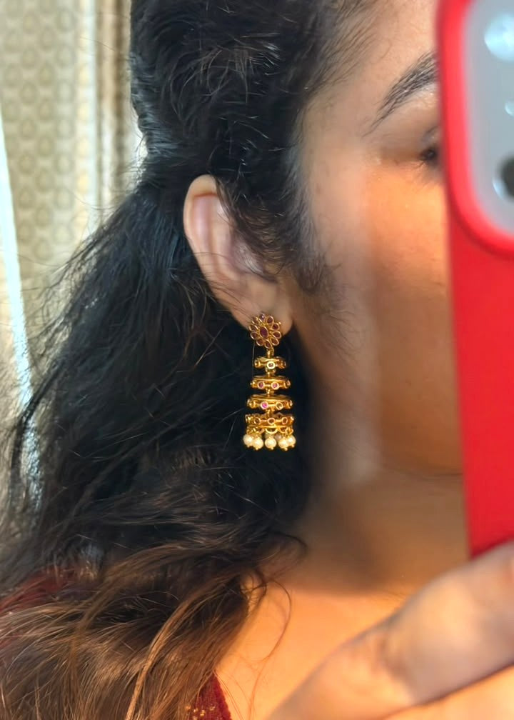 Madurai Layer Drop Earring/Jhumka